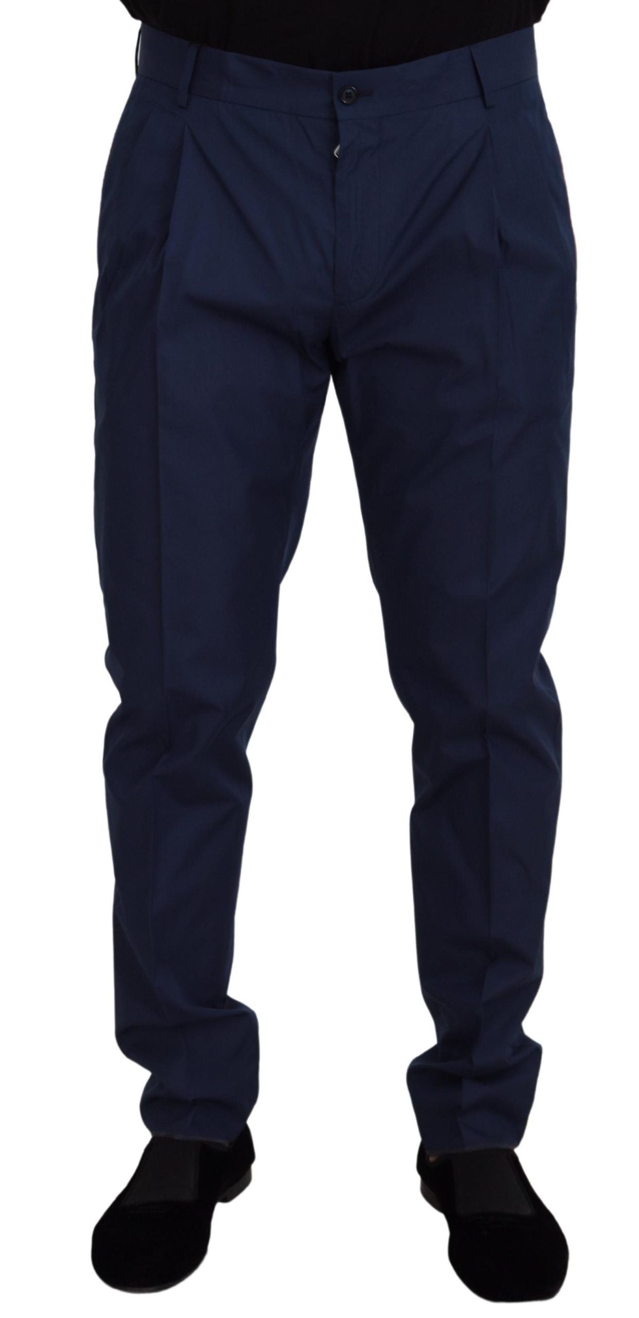 Dolce & Gabbana Elegante Slim Fit Chinos in Blauwe Zijdemix