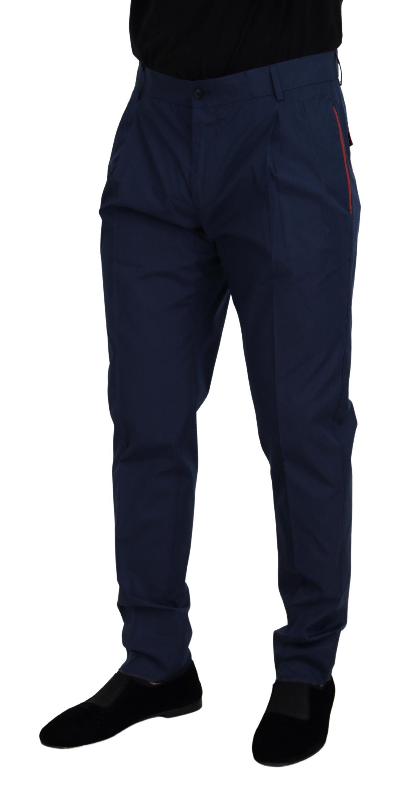 Dolce & Gabbana Elegante Slim Fit Chinos in Blauwe Zijdemix