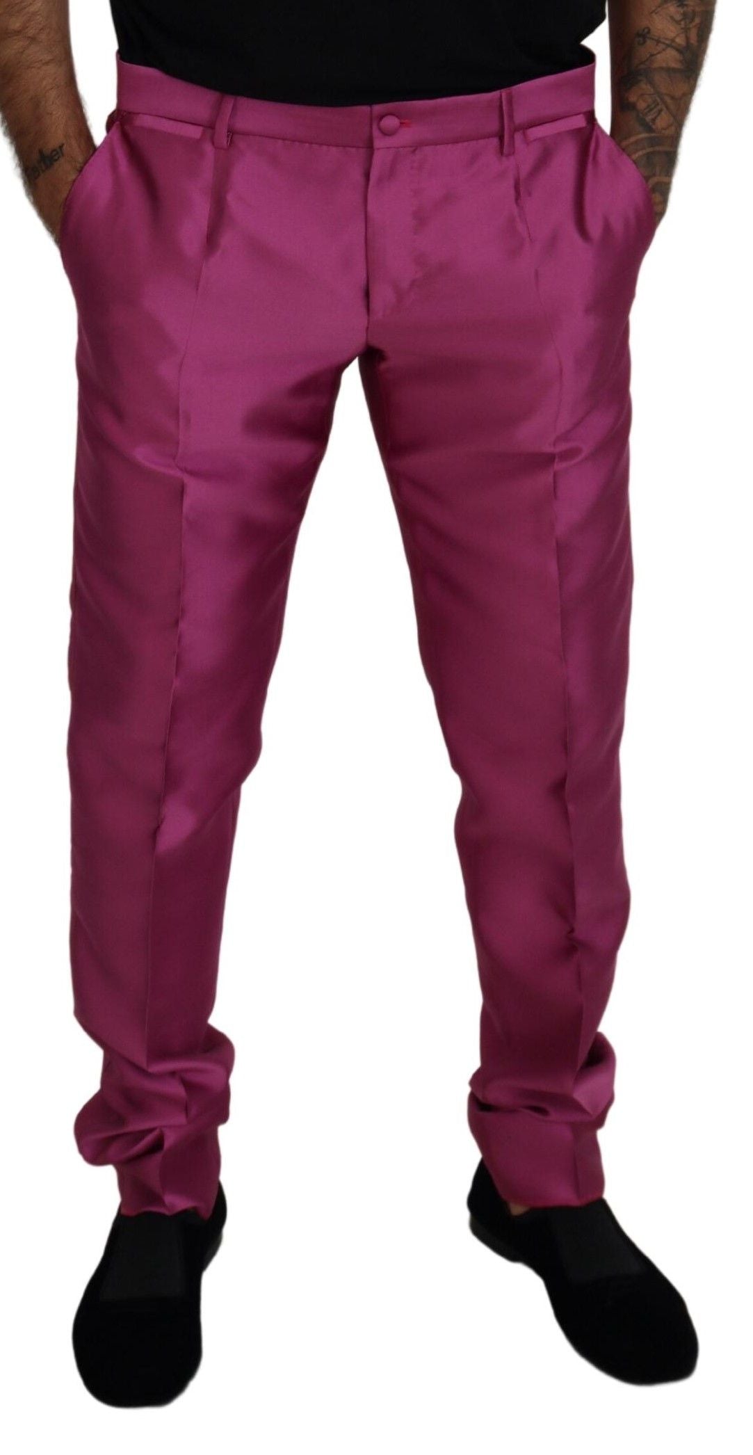 Dolce & Gabbana Elegante Slim Fit Formele Broek in Roze