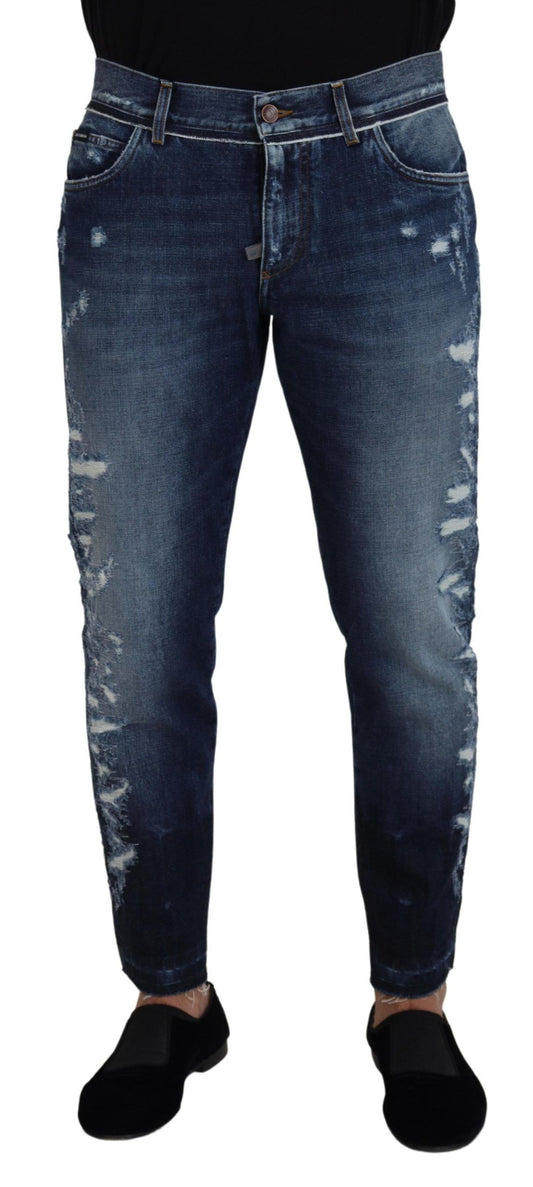 Dolce & Gabbana Elegante Blauwe Wassing Regular Fit Jeans