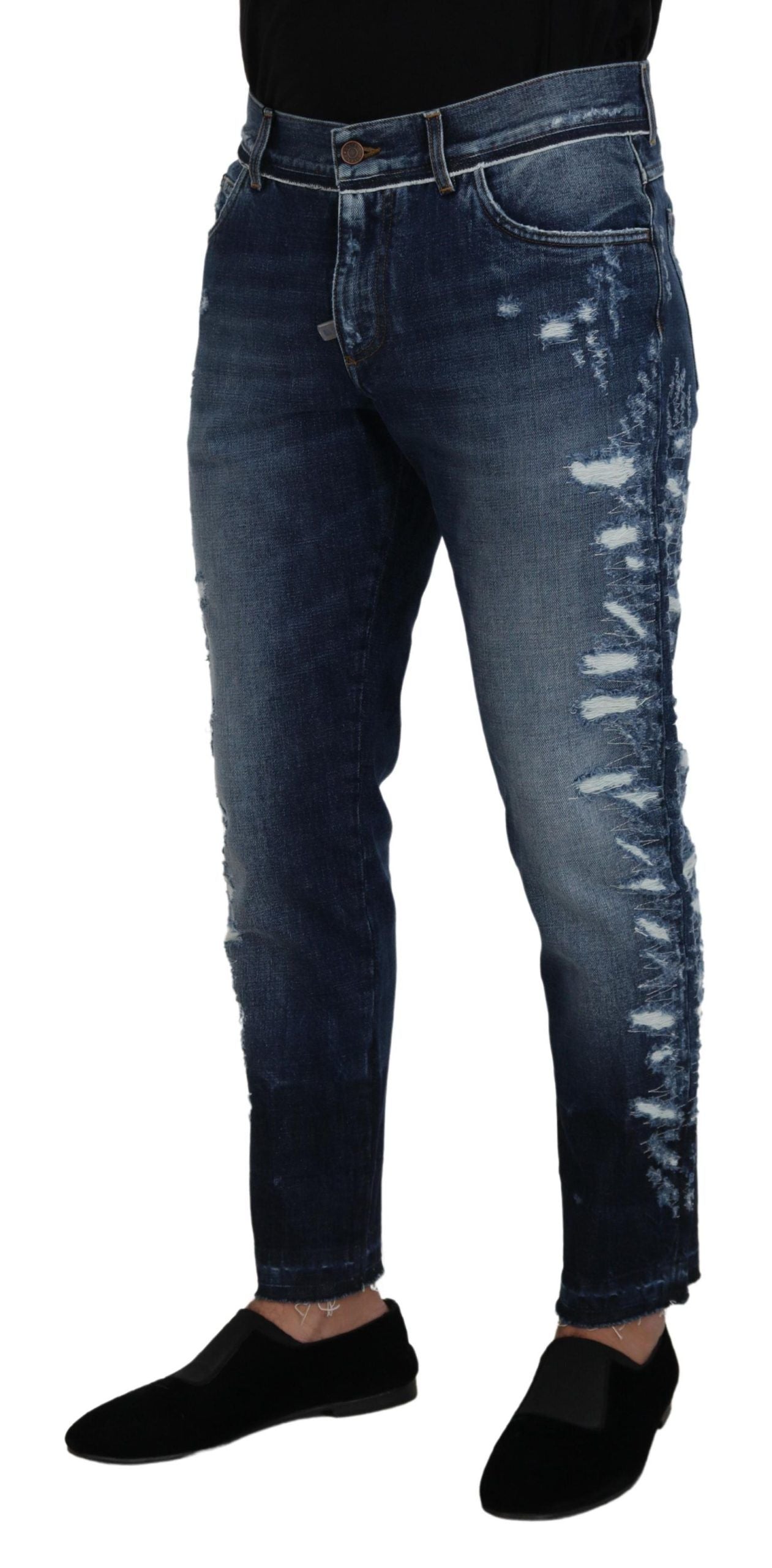 Dolce & Gabbana Elegante Blauwe Wassing Regular Fit Jeans