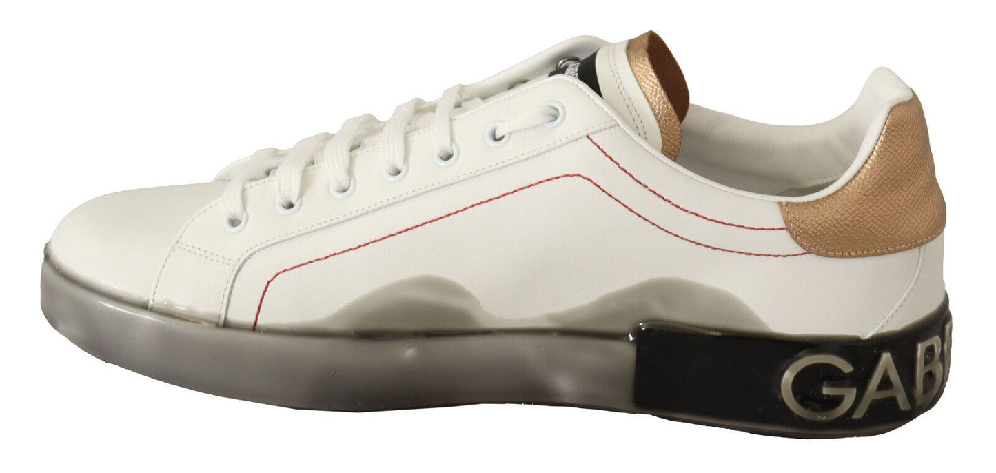 Dolce & Gabbana Elegante Witte & Gouden Leren Sneakers