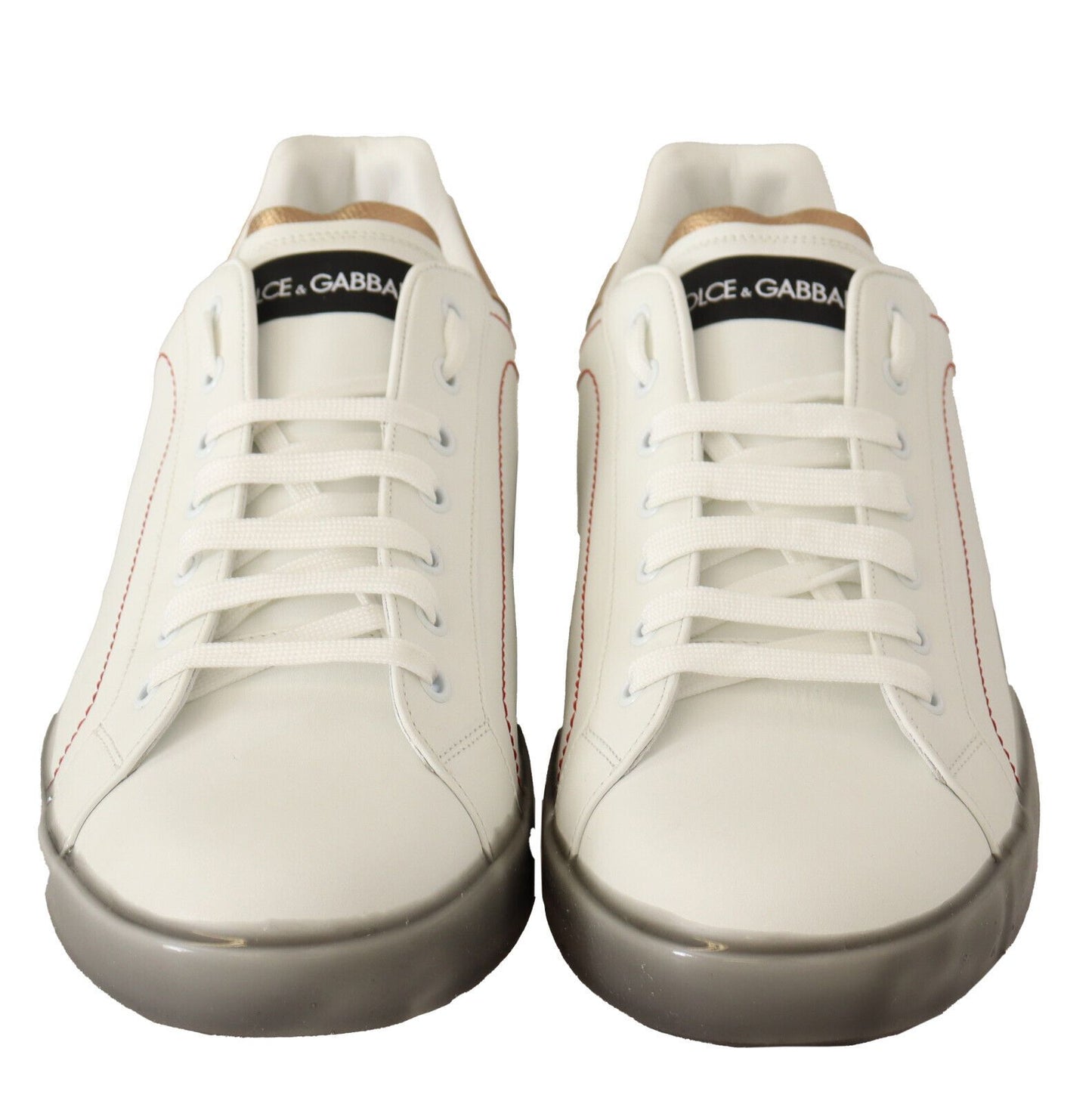 Dolce & Gabbana Elegante Witte & Gouden Leren Sneakers