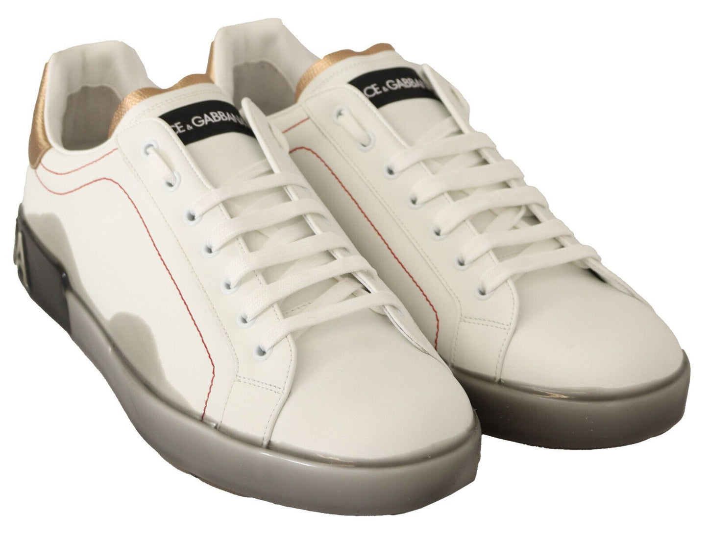 Dolce & Gabbana Elegante Witte & Gouden Leren Sneakers