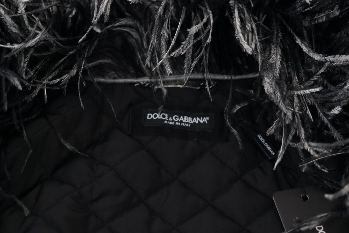 Dolce & Gabbana Elegant Shearling Zipjack in Zwart & Wit