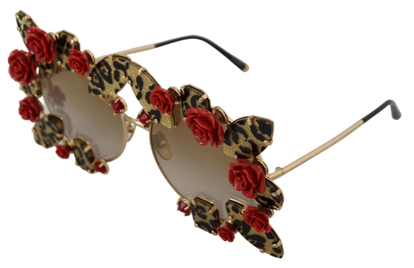 Dolce & Gabbana Elegante Ronde Zonnebril met Rozenmotief