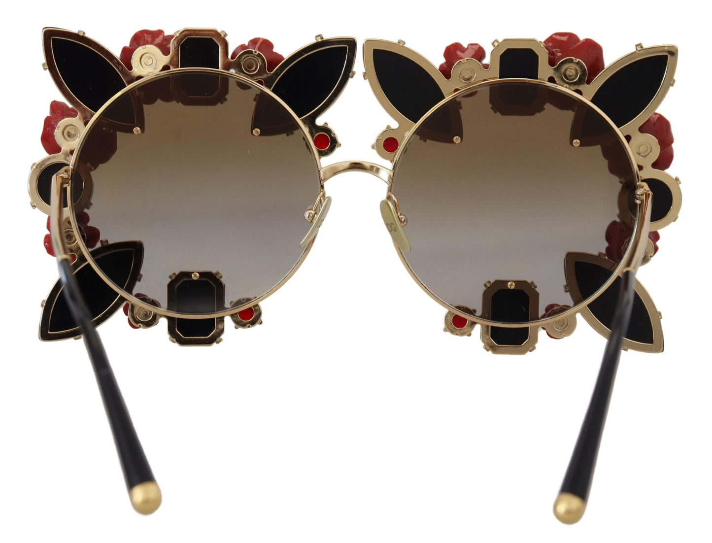 Dolce & Gabbana Elegante Ronde Zonnebril met Rozenmotief