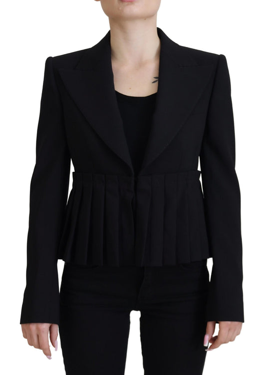 Dolce & Gabbana Elegante Zwarte Stretch Wollen Blazer