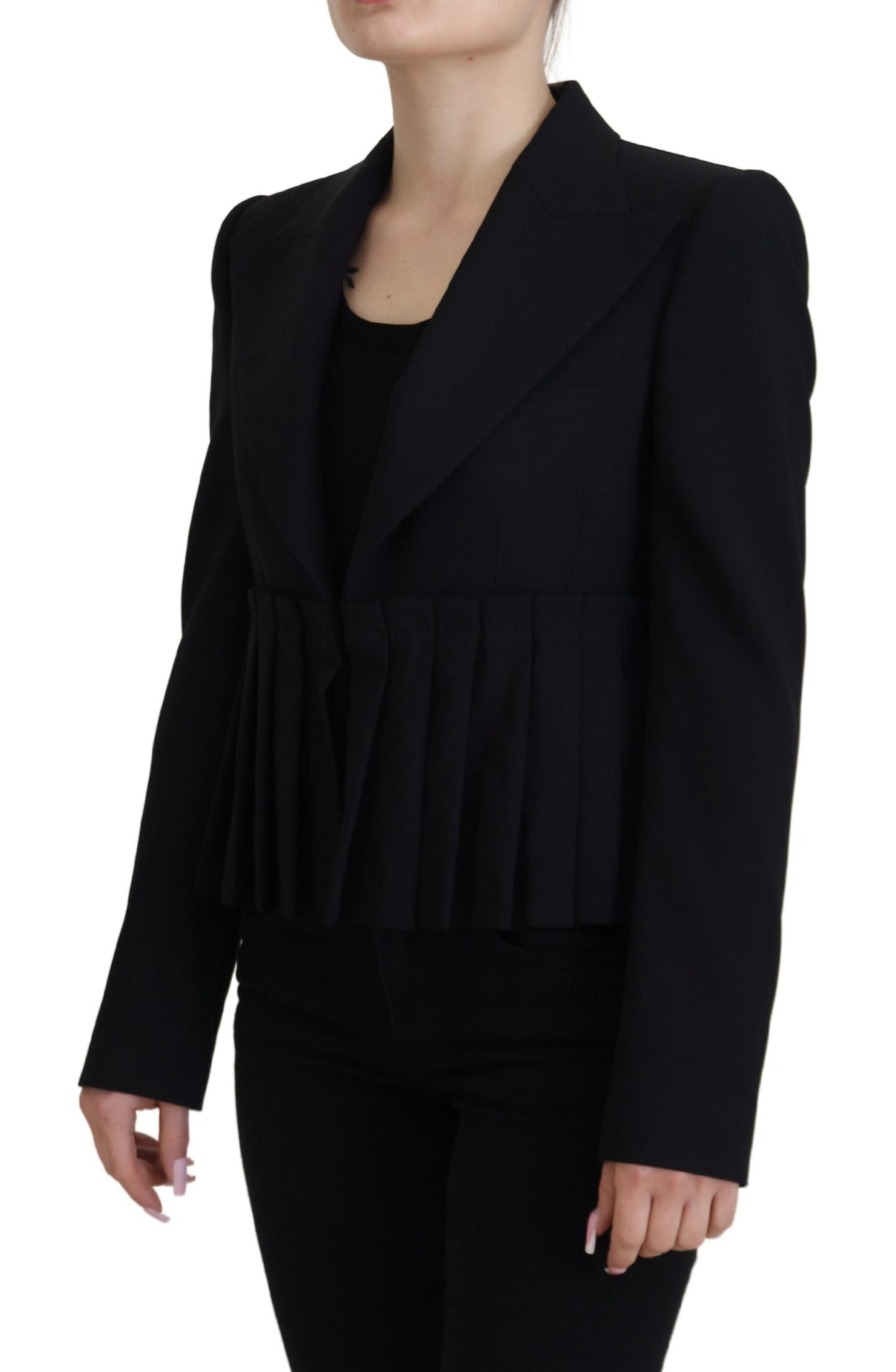 Dolce & Gabbana Elegante Zwarte Stretch Wollen Blazer