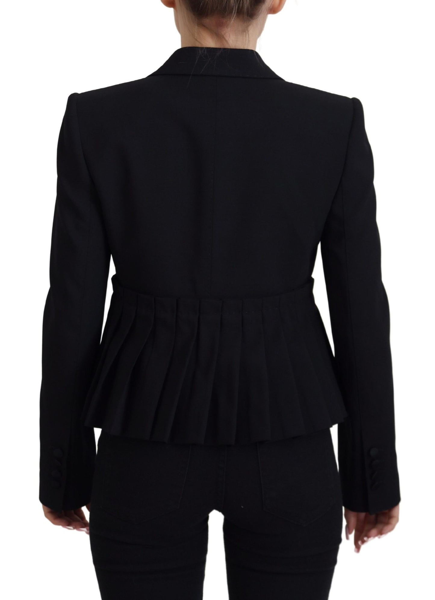 Dolce & Gabbana Elegante Zwarte Stretch Wollen Blazer