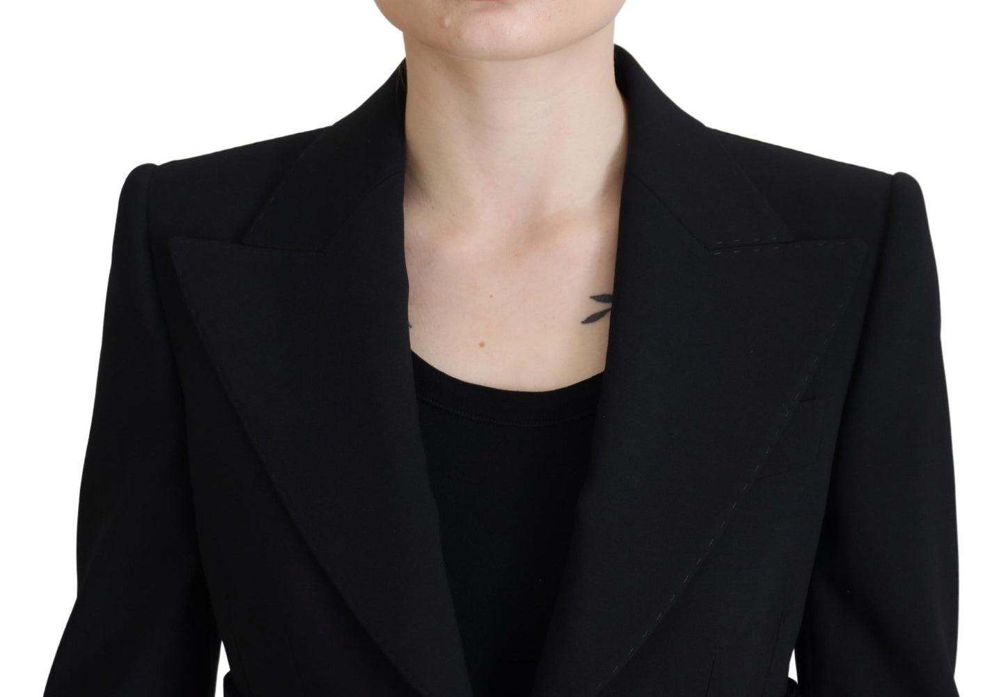 Dolce & Gabbana Elegante Zwarte Stretch Wollen Blazer