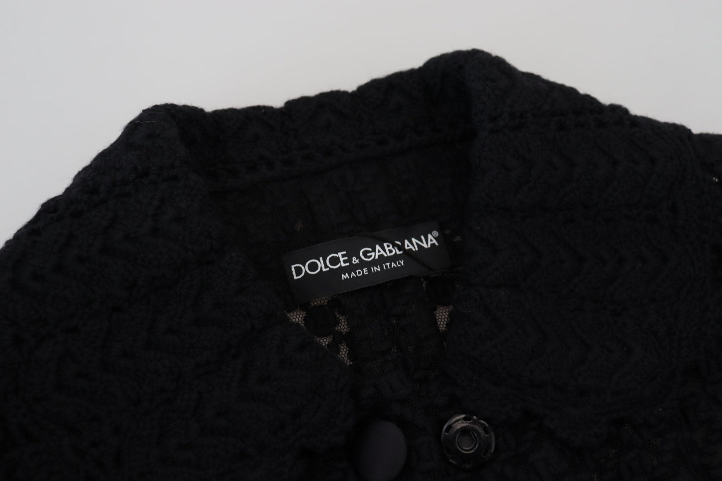 Dolce & Gabbana Elegante Zwarte Wolmix Knoopsluiting Jas