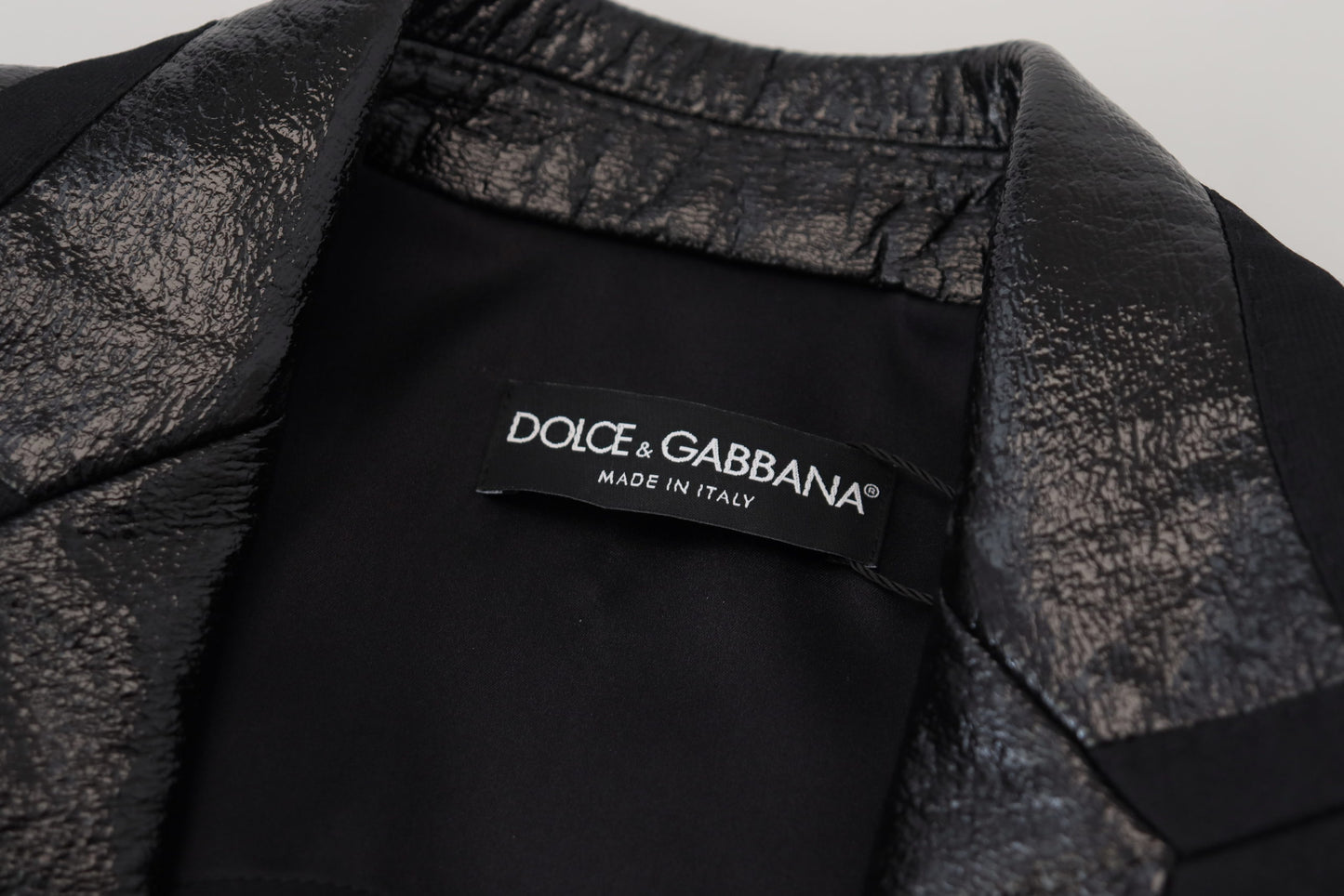 Dolce & Gabbana Elegante Cropped Zwarte Designer Jas