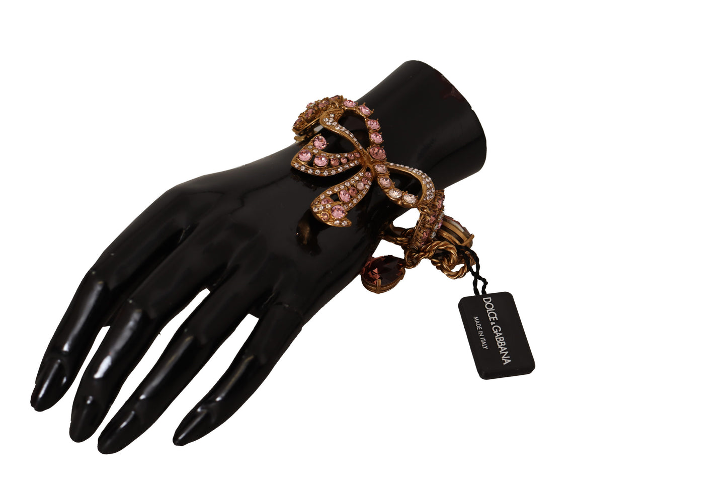 Dolce & Gabbana Elegante Kristallen Charm Gouden Armband