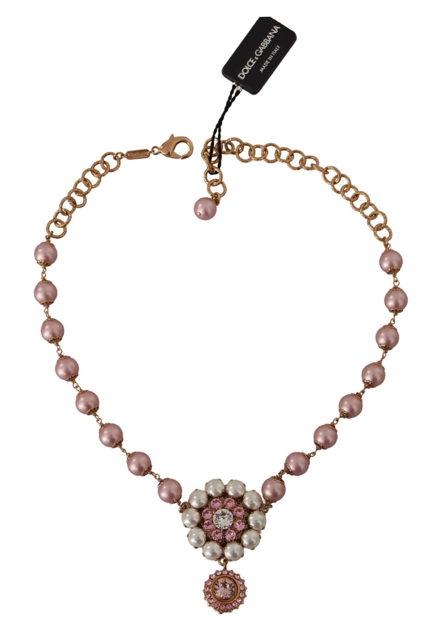 Dolce & Gabbana Elegante Gouden Kristallen Bloemen Statement Ketting