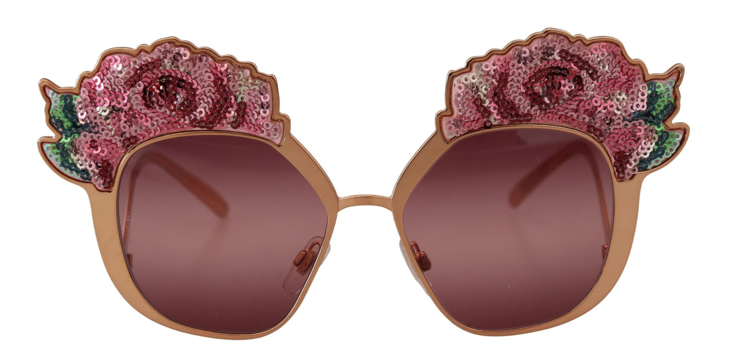 Dolce & Gabbana Chic Rose Pailletten Geborduurde Zonnebril