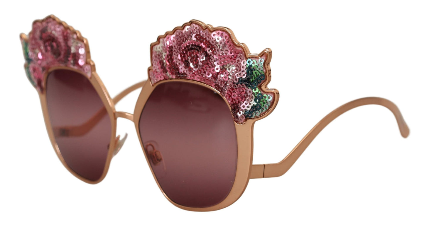 Dolce & Gabbana Chic Rose Pailletten Geborduurde Zonnebril