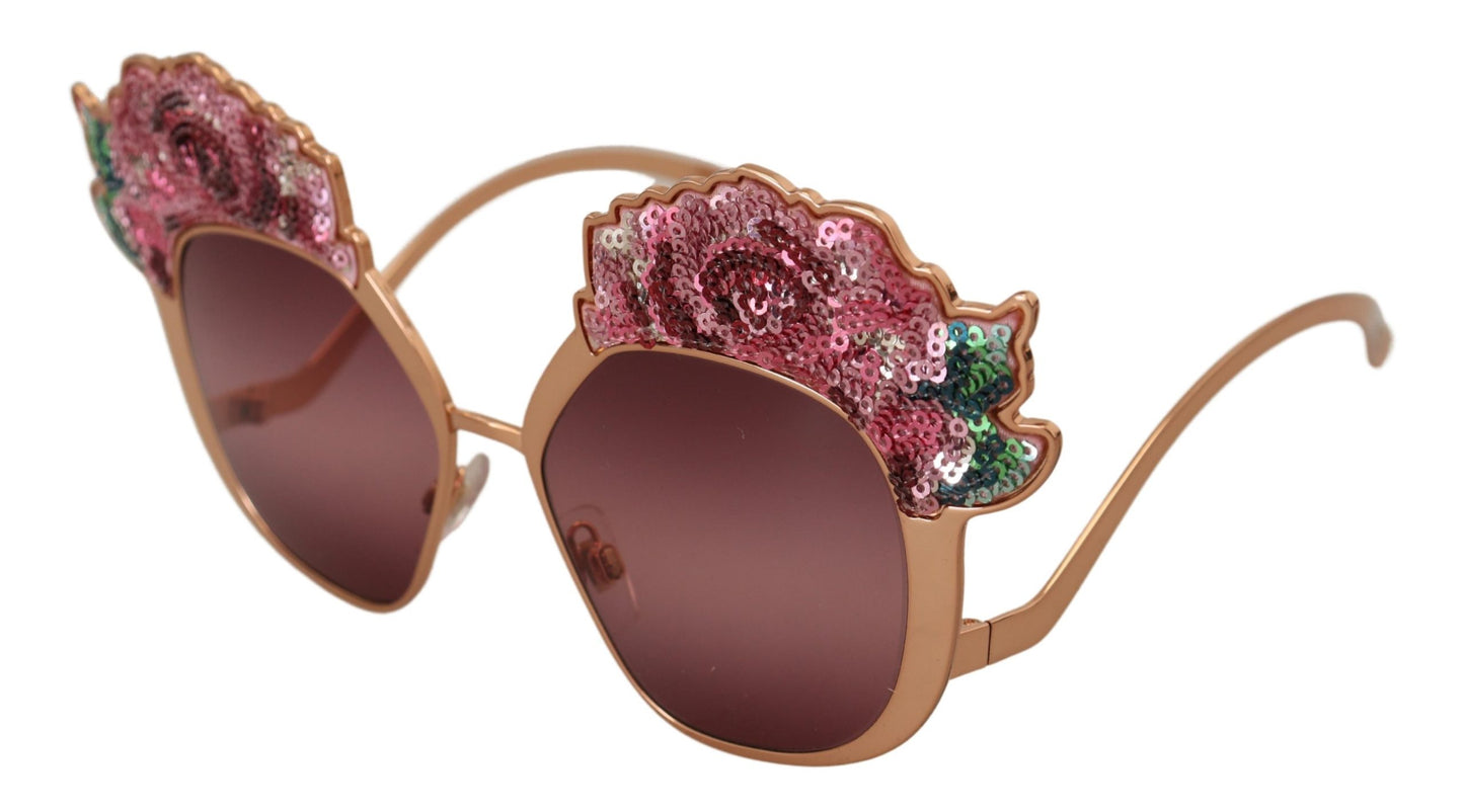 Dolce & Gabbana Chic Rose Pailletten Geborduurde Zonnebril