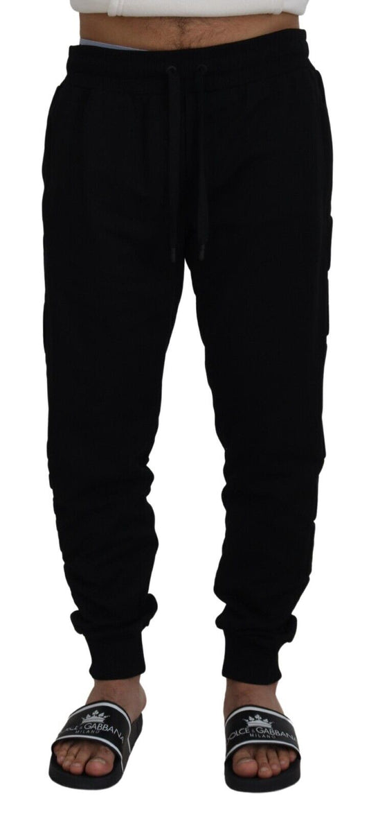 Dolce & Gabbana Elegante Zwarte Katoenen Joggingbroek