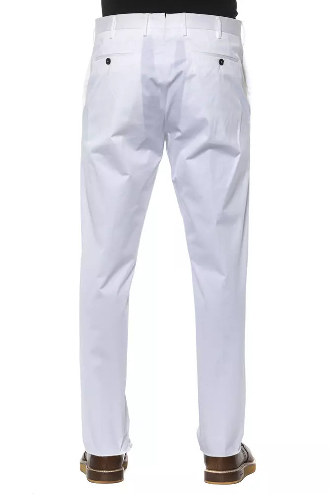 PT Torino White Cotton Men Trousers