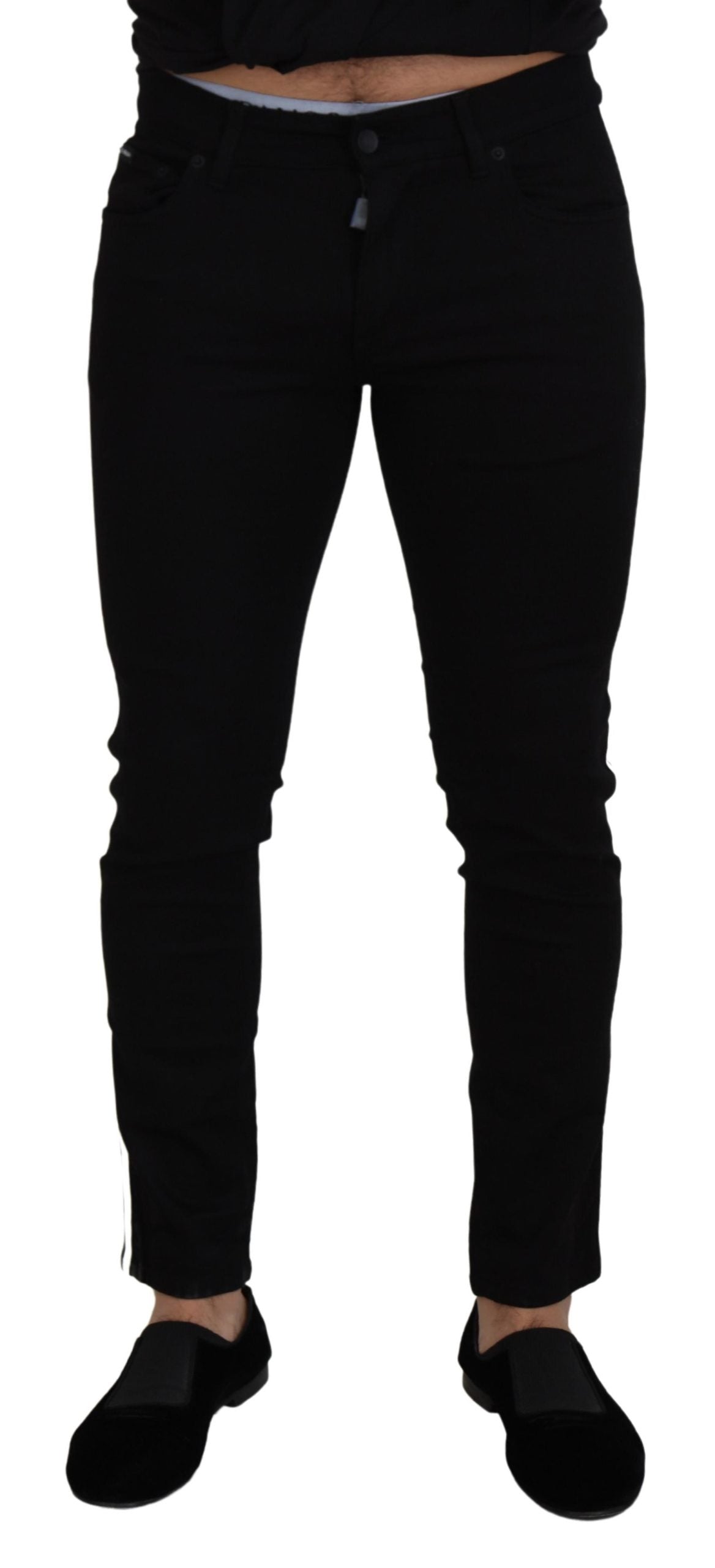 Dolce & Gabbana Elegante Zwarte Slim Fit Denim Broek