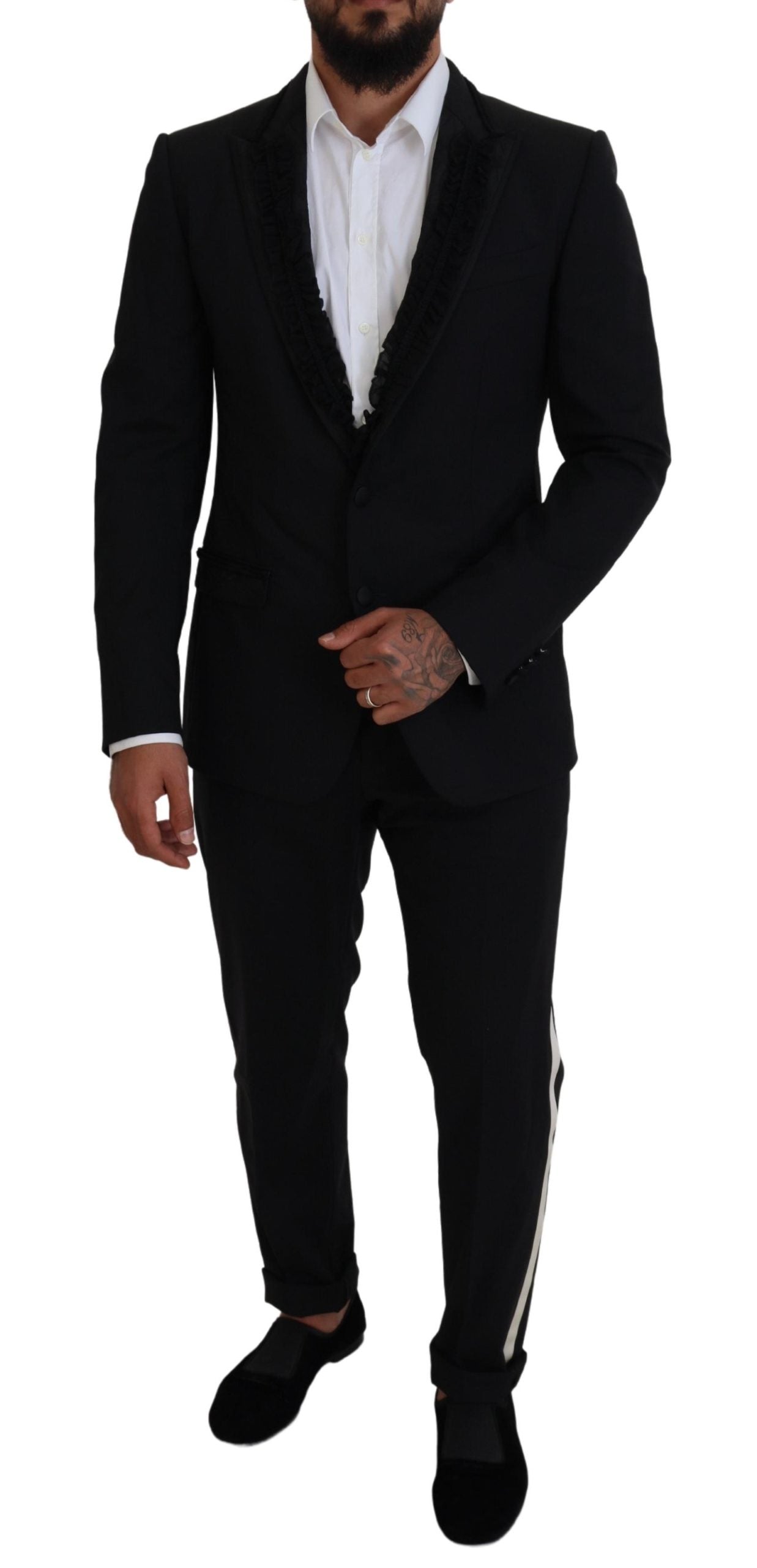 Dolce & Gabbana Elegant Black Silk-Lined Evening Blazer