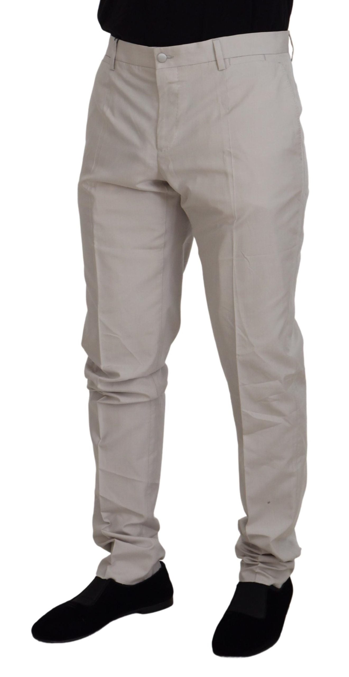 Dolce & Gabbana Elegante Off White Zijden Blend Broek