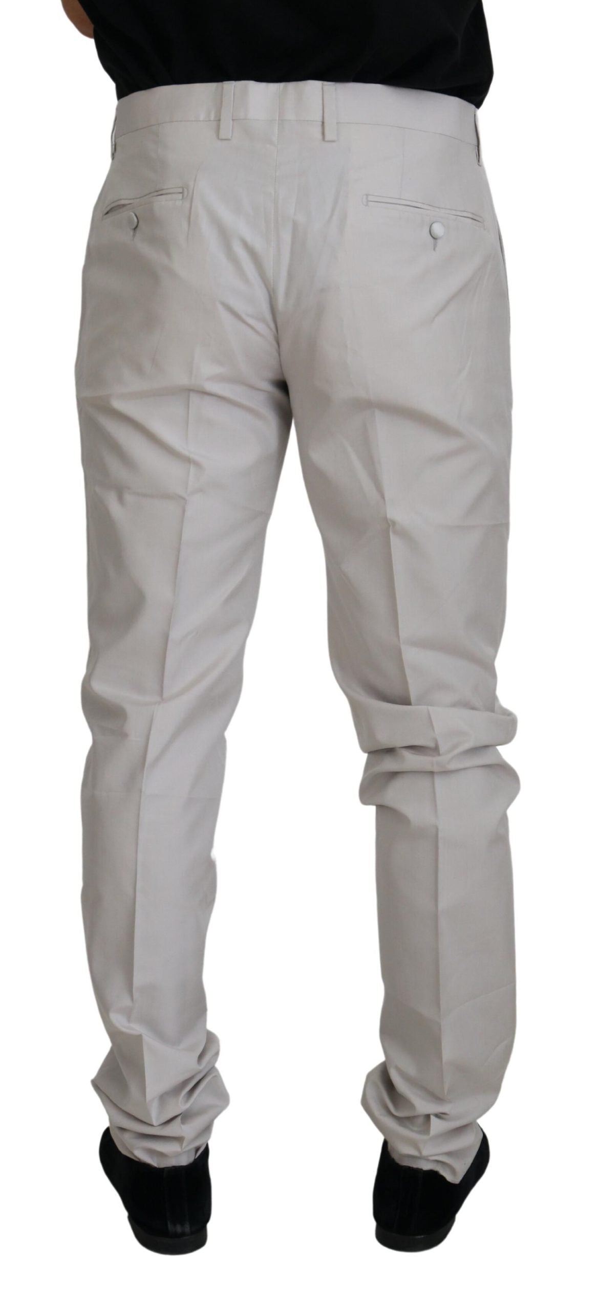 Dolce & Gabbana Elegante Off White Zijden Blend Broek