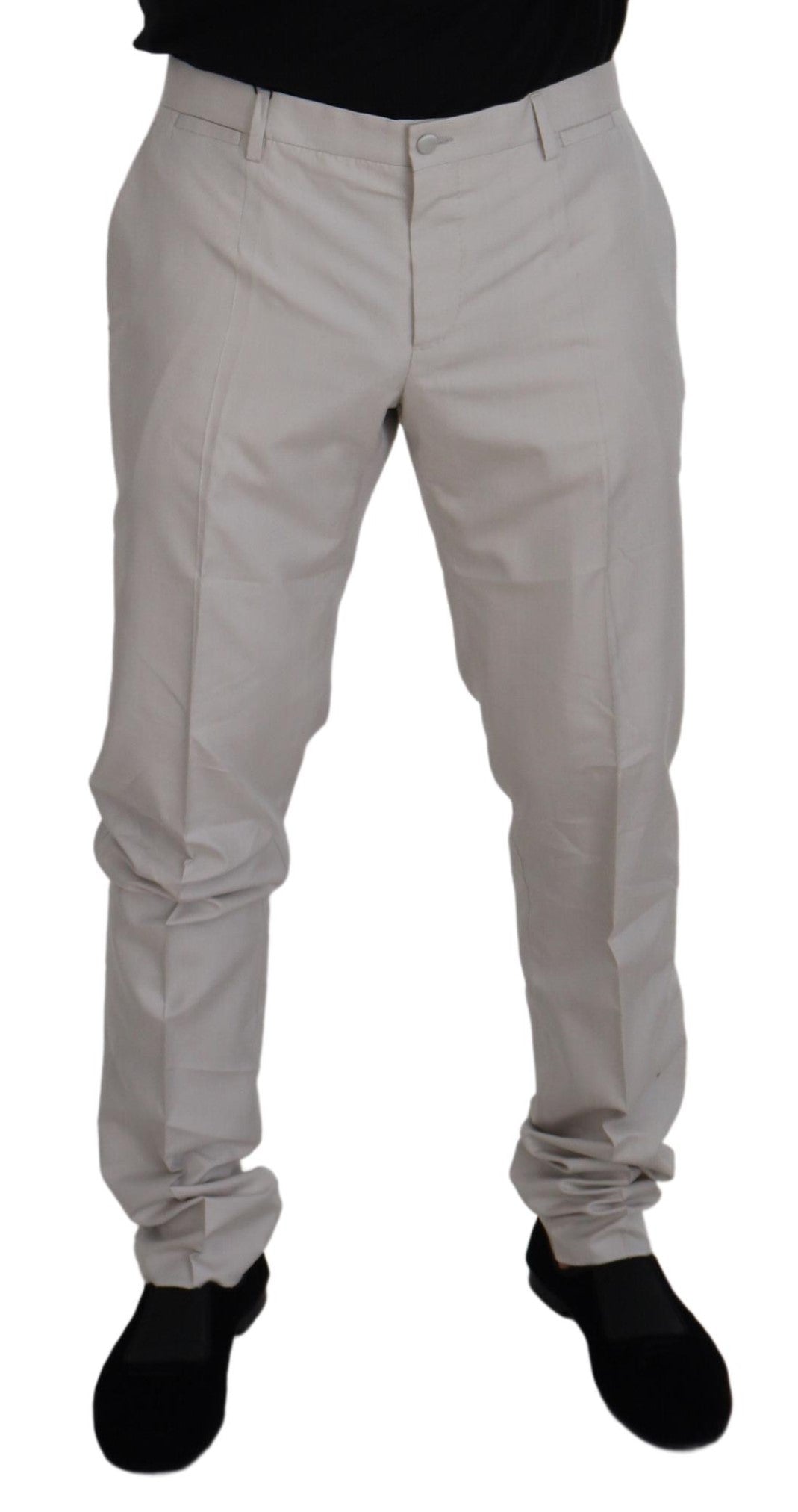 Dolce & Gabbana Elegante Off White Zijden Blend Broek