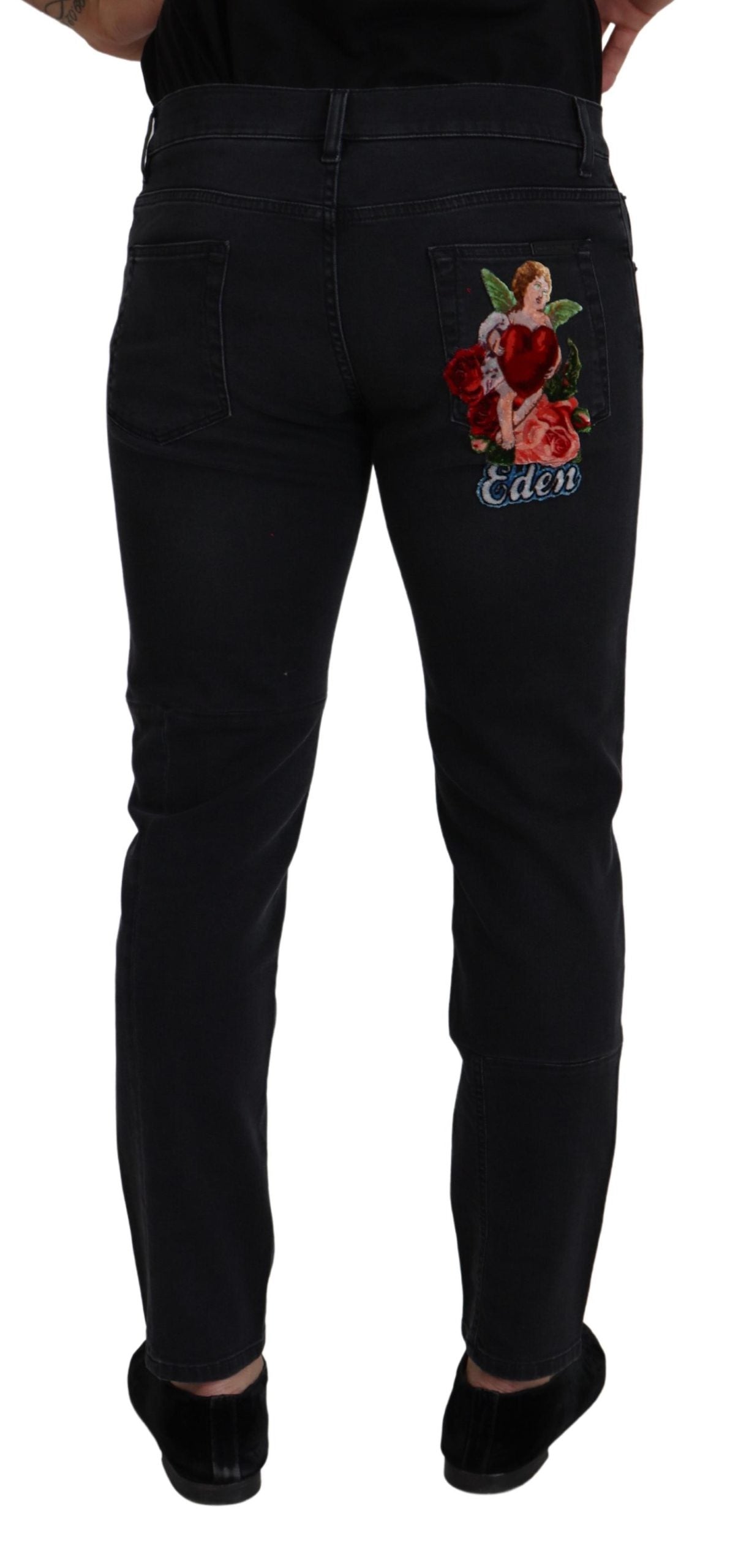 Dolce & Gabbana Strakke Zwarte Katoenen Mix Denim Broek