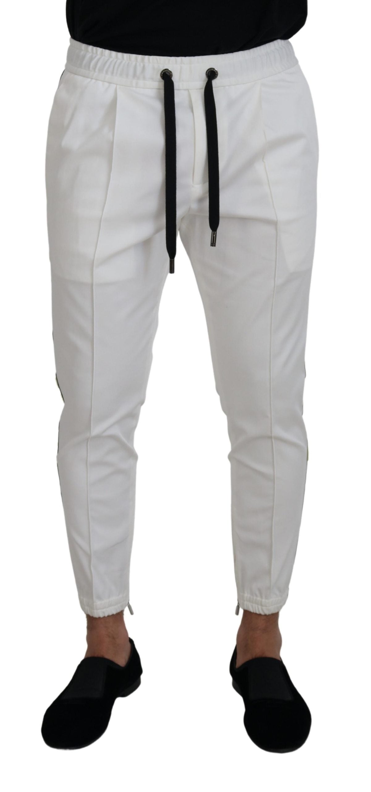 Dolce & Gabbana Elegante Witte Katoenen Joggingbroek