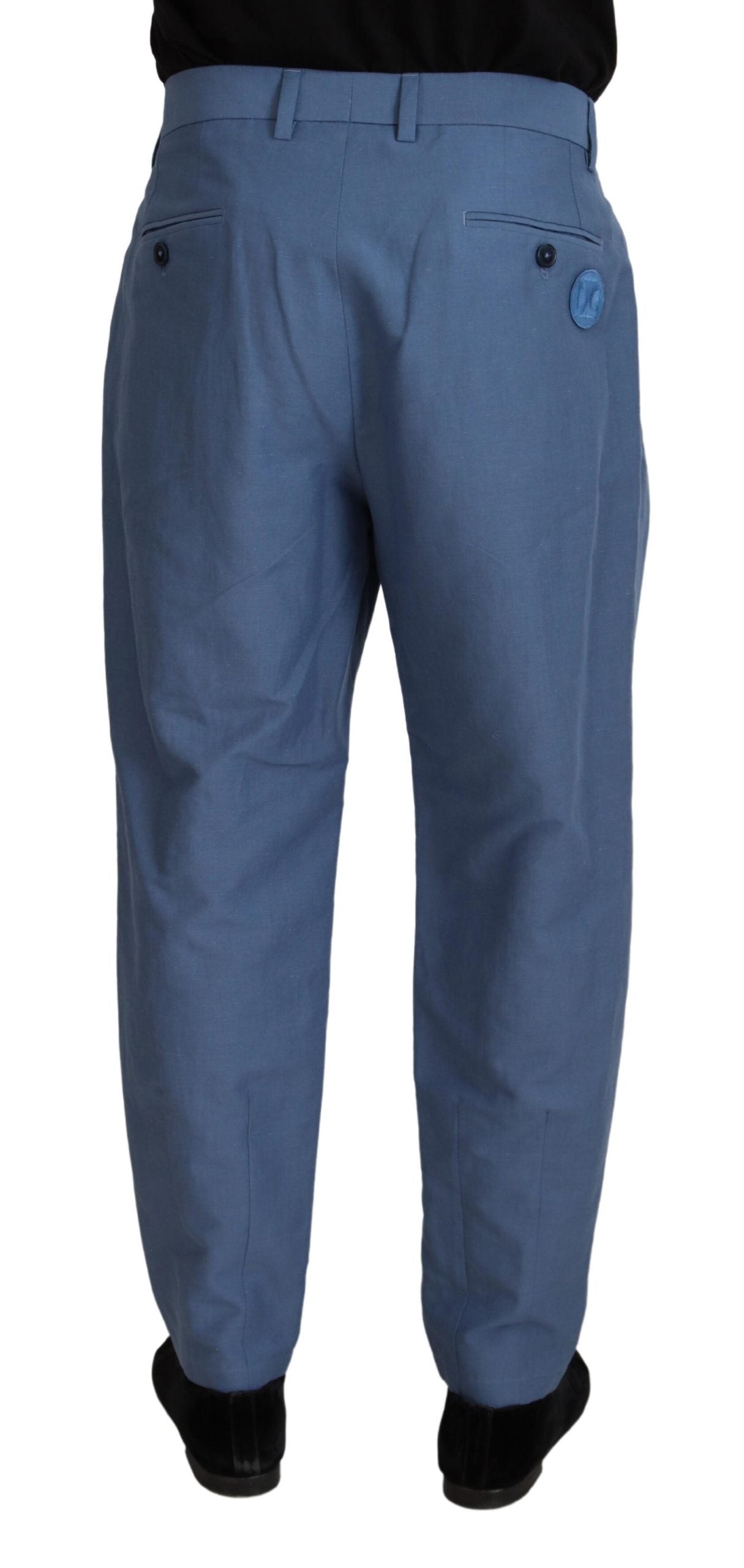 Dolce & Gabbana Elegante Blauwe Linnen-Katoenen Broek