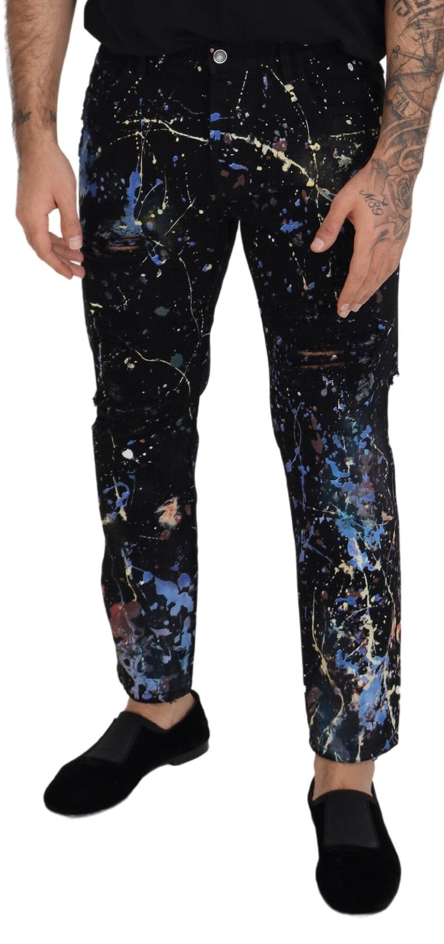 Dolce & Gabbana Exquisite Color Splash Print Denim Broek