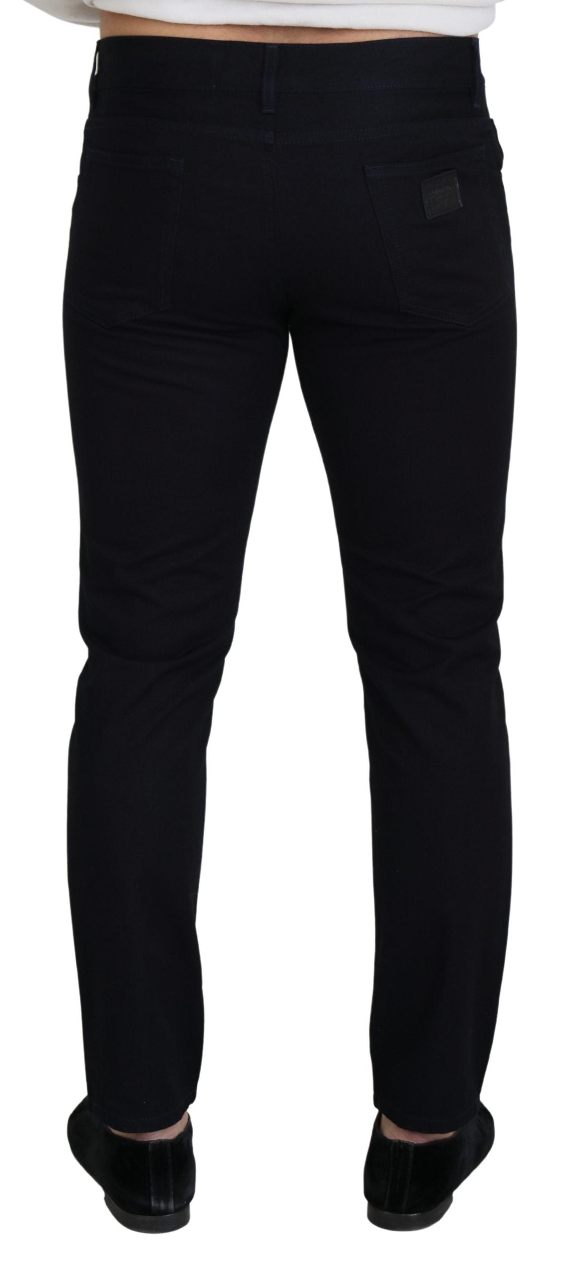 Dolce & Gabbana Elegante Zwarte Zijde Blend Denim Broek