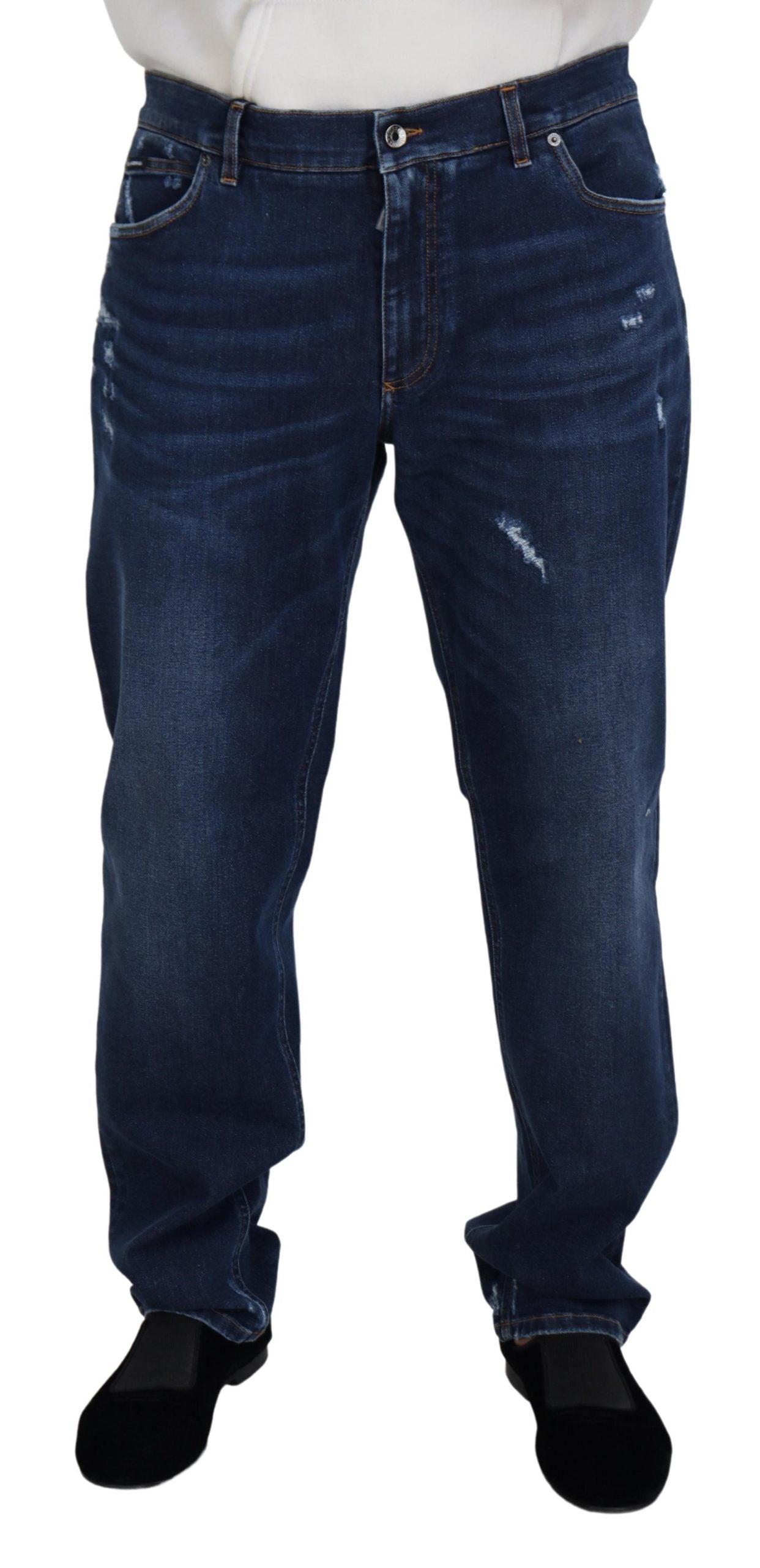 Dolce & Gabbana Elegante Blauwe Gewassen Denim Broek