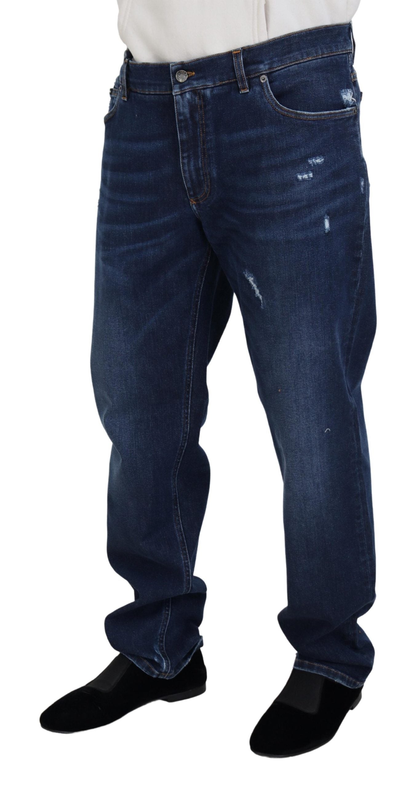 Dolce & Gabbana Elegante Blauwe Gewassen Denim Broek