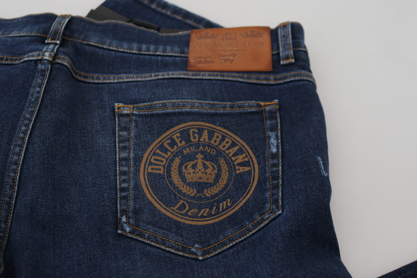 Dolce & Gabbana Elegante Blauwe Gewassen Denim Broek