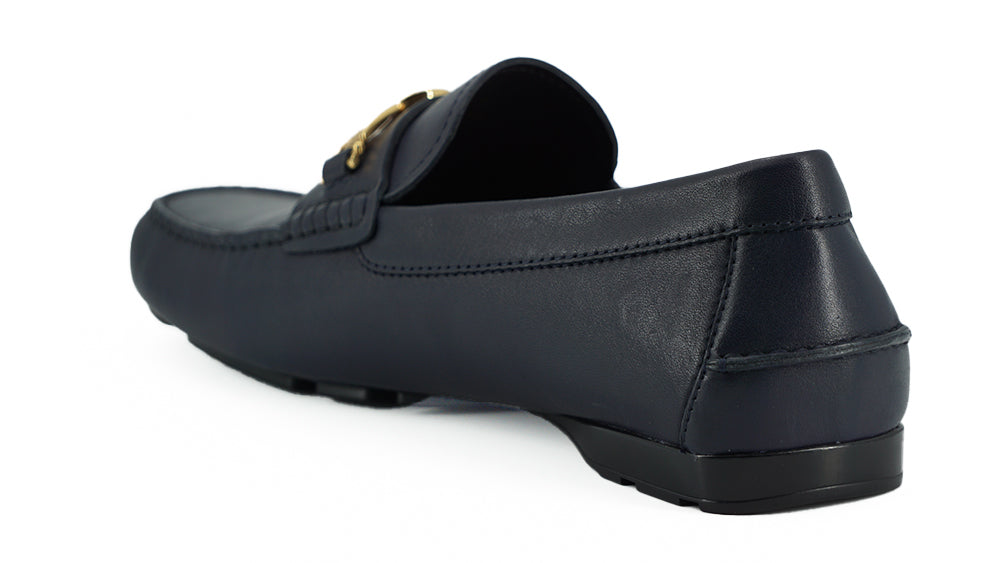 Versace Elegante Marineblauwe Kalfsleren Loafers