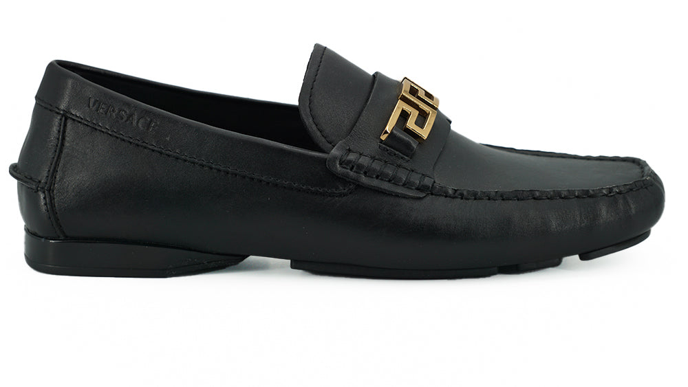 Versace Elegante Zwarte Kalfsleren Heren Loafers