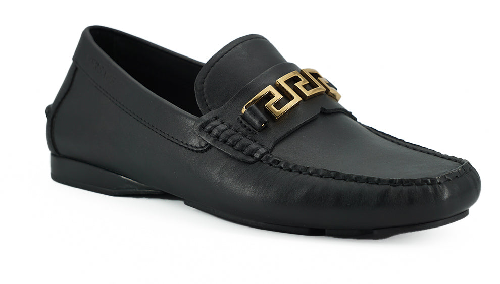 Versace Elegante Zwarte Kalfsleren Heren Loafers