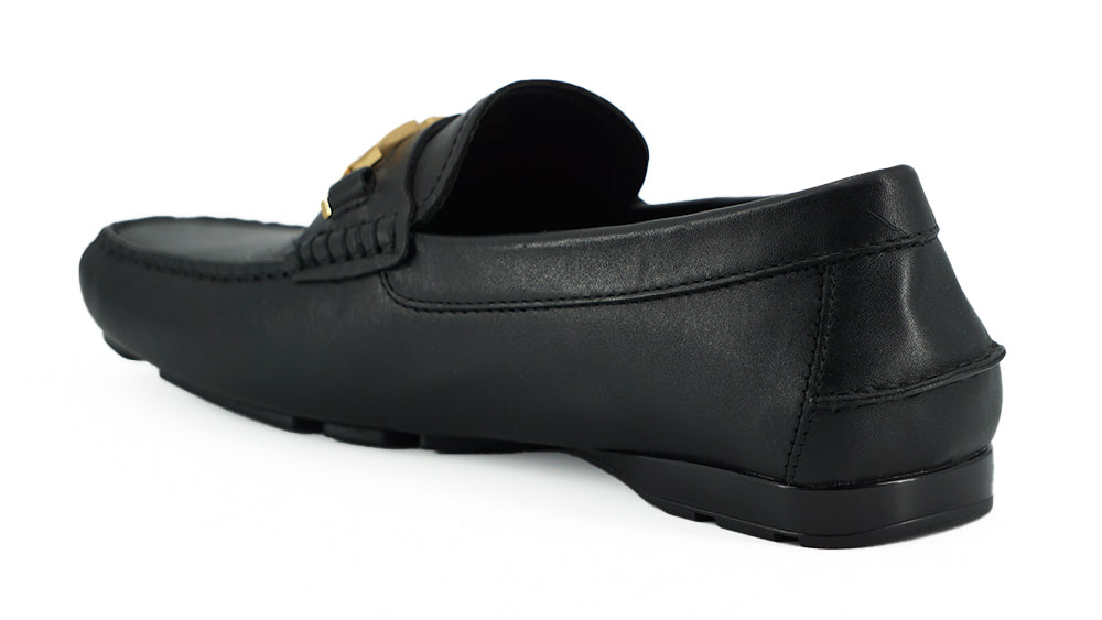 Versace Elegante Zwarte Kalfsleren Heren Loafers