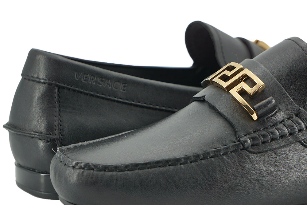 Versace Elegante Zwarte Kalfsleren Heren Loafers