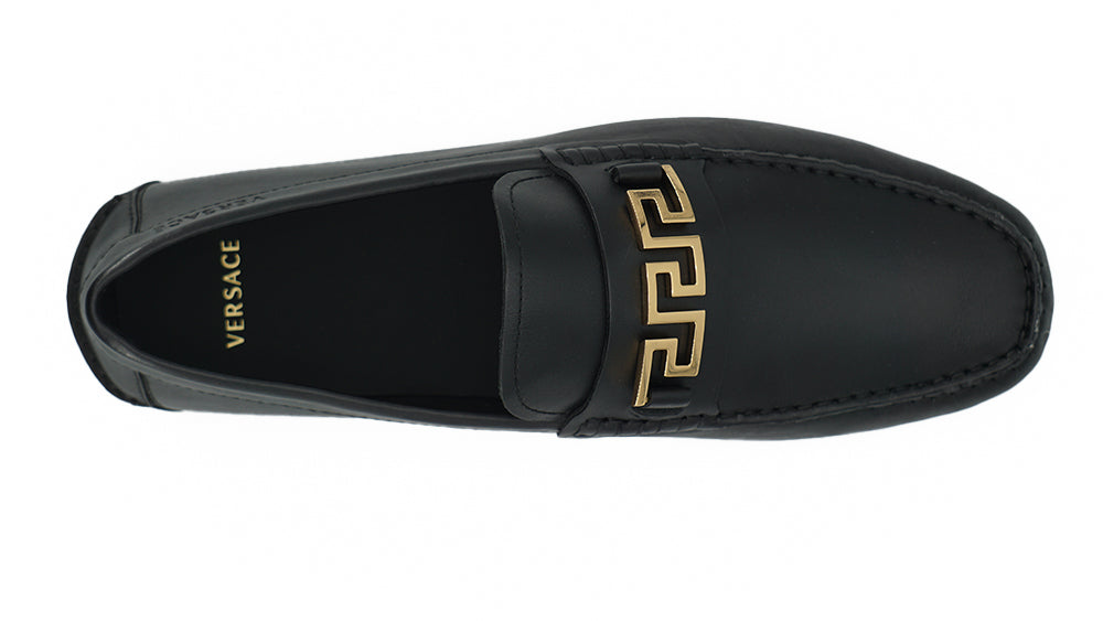 Versace Elegante Zwarte Kalfsleren Heren Loafers