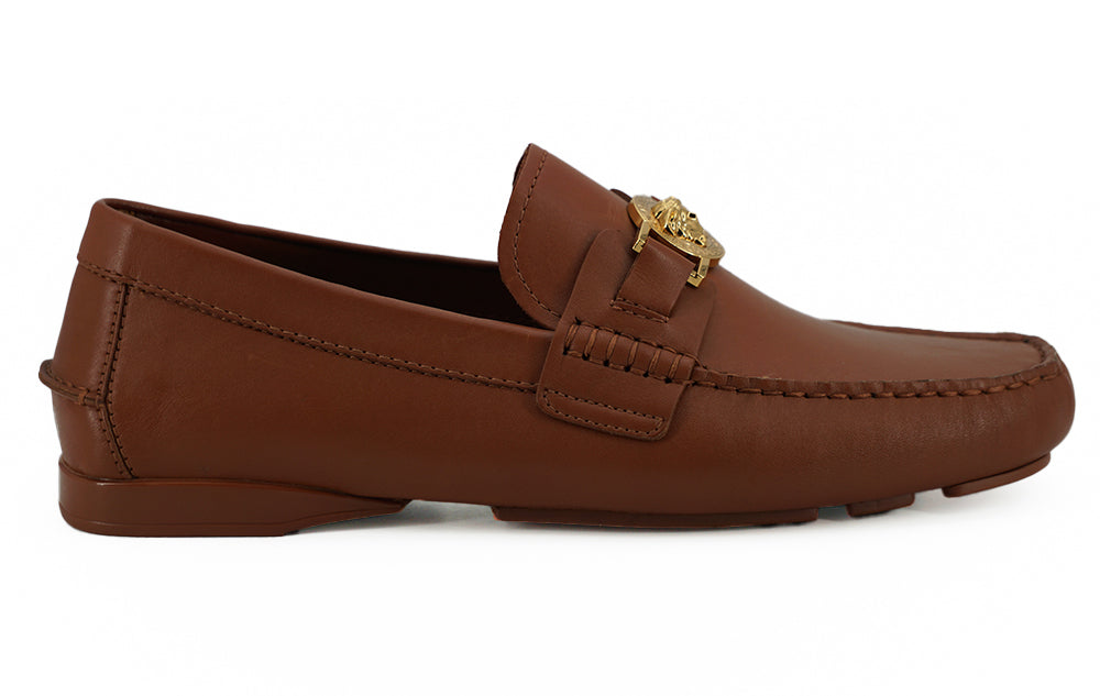 Versace Elegante Medusa-reliëf leren loafers