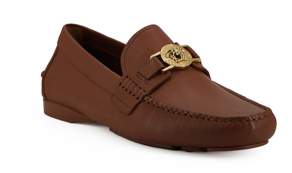 Versace Elegante Medusa-reliëf leren loafers