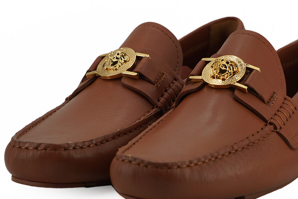 Versace Elegante Medusa-reliëf leren loafers