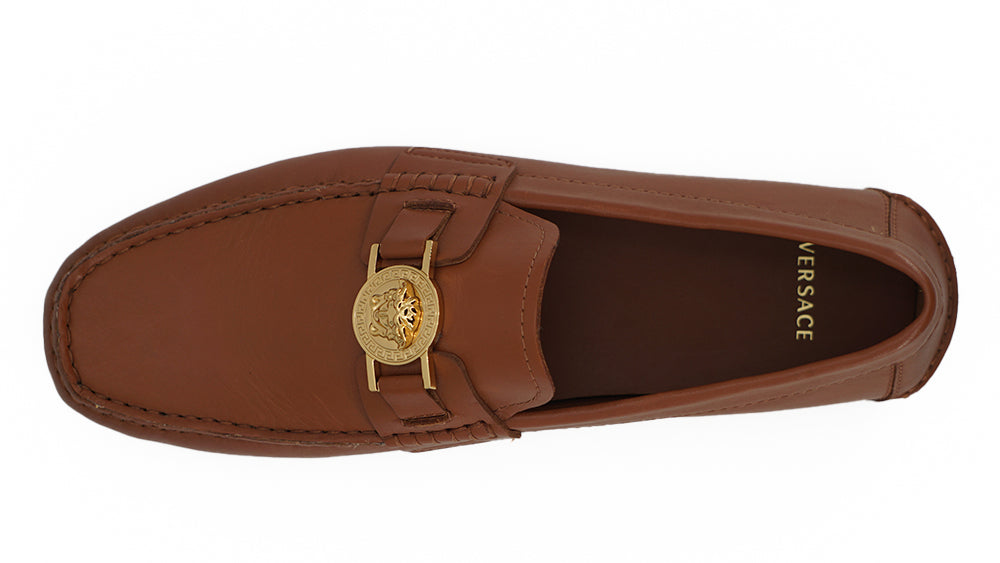 Versace Elegante Medusa-reliëf leren loafers