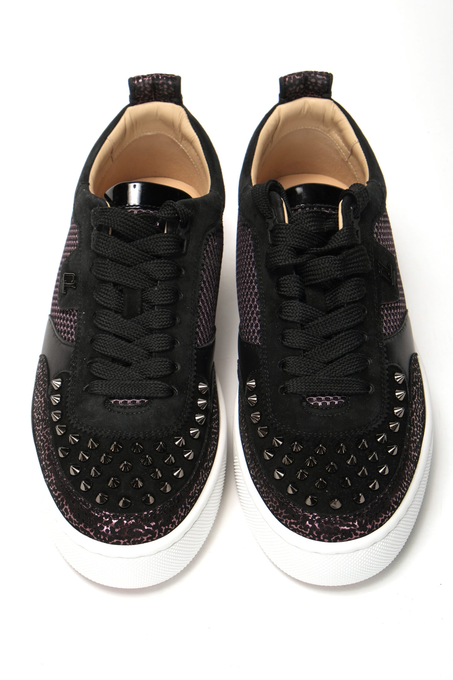 Christian Louboutin Version Zwarte Happy Rui Spikes Platte Schoenen