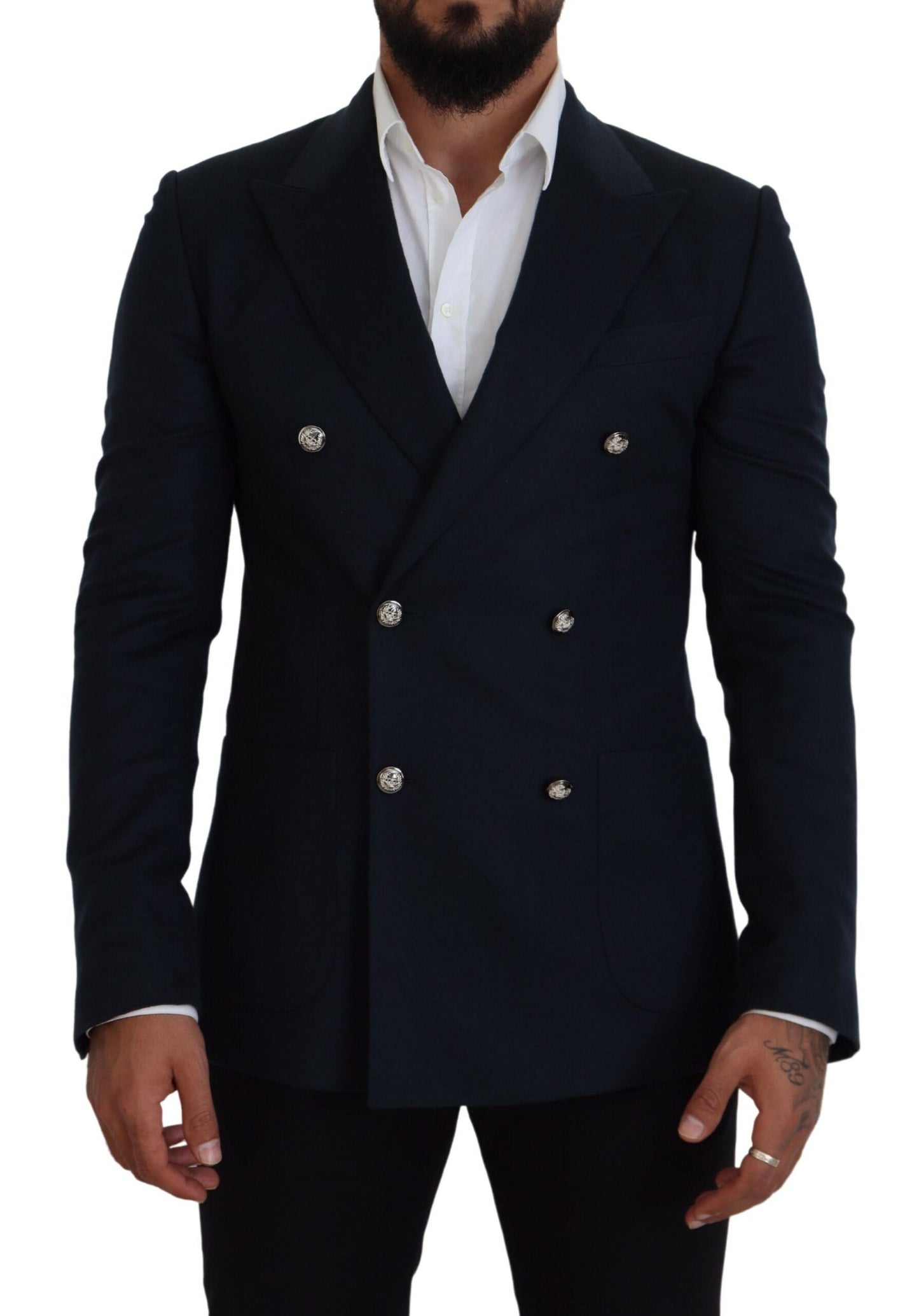 Dolce & Gabbana Elegante Blauwe Blazer van Kasjmier-Zijdemix