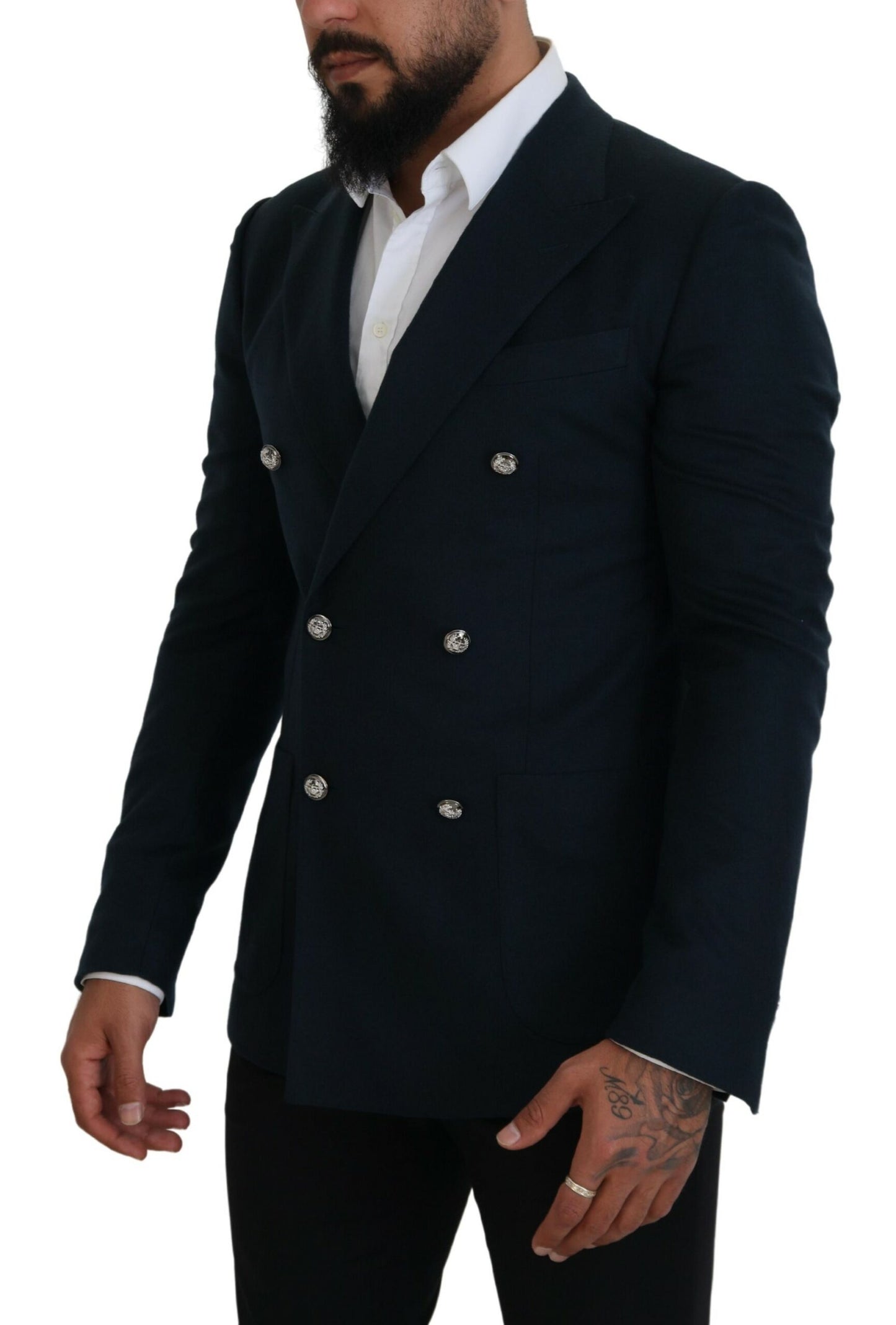 Dolce & Gabbana Elegante Blauwe Blazer van Kasjmier-Zijdemix